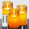 Gold Glass Flameless Candles with Flickering 3D Wick, Battery Operated, Realistic Warm Light, Set of 3 for Home Decor