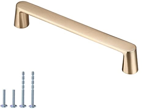 AITITAN 10 Pack Gold Door Handles - 175mm Length (160mm Hole to Hole) Door Handle for Dresser Drawer,Wardrobe Door Handles,Kitchen Door Handles and Cupboard Handles, Brushed Brass