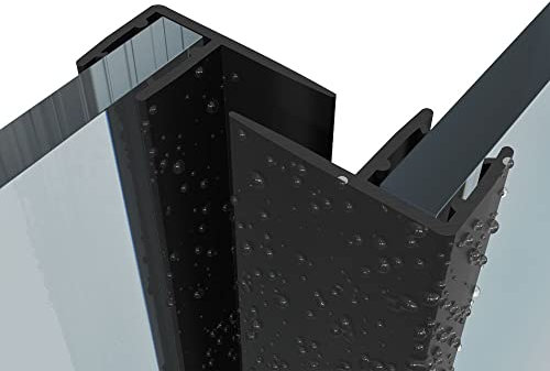 Black Vertical Shower Seals 4-8mm Glass | Suitable for Curved Quadrant and Slider Doors | 8mm 12mm 16mm or 25mm deep Fins | Fits 4-8mm Glass Thickness | 2 x 2 metre Long Strips