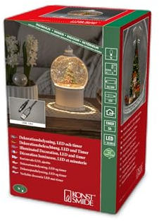 Konstsmide Boule à neige de Noël avec minuteur, décorations rotatives, alimentation USB ou batterie, casse-noisette et jouets scène de Noël
