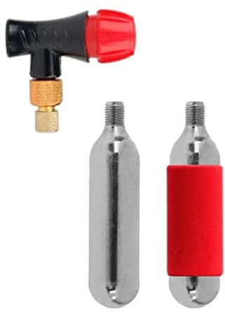 CO2 Inflator - Road and Mountain Bike Bikes Bicycle Presta and Schrader Valve Compatible Tire Pump Kit - 2 x 16gr CO2 Threaded Cartridges Included