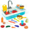Küchenspüle Spielzeug,Küchenspüle Spielzeug Set mit Wasserkreislauf und Grillfunktion, Spülbecken für Kinder mit Geschirrkorb und Essensspielzeug, für Kinder ab 3 Jahren