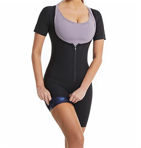 Hotfiary Damen Saunaanzug zur Gewichtsreduktion Bauchkontrolle Sauna Jumpsuit Body Shapewear Taille Trainer Schweiß Abnehmen Bodysuit