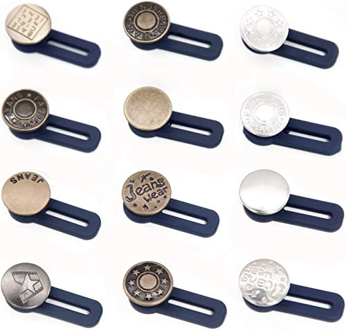 ninegridisland 12 Stück Hosenbunderweiterung Hosenknopf Verlängerung Elastischen Jeans Einziehbarer Knopf Metall Knopfverlängerung für Hosen Ohne Nähen Hosenerweiterung knöpfe, 17mm, Bronze_01