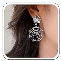 TseenYi Goth Spider Web Drop Ohrringe Silberne Spinne Ohrstecker Schwarze Spinne Baumeln Ohrringe Vintage Spiderweb Baumeln Ohrringe Spinne Ohrringe Schmuck Für Frauen Und Mädchen Geschenke