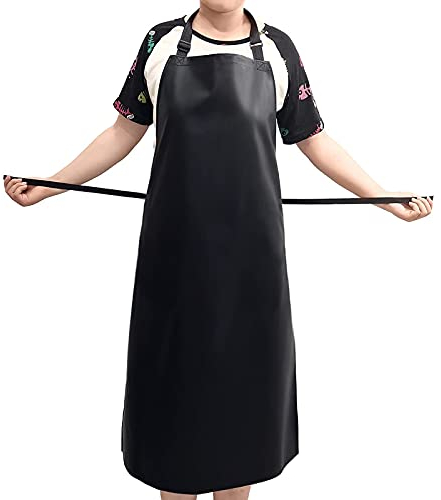 Fimghsoo Wasserdichte Schürze Verstellbare Küchenschürze ohne Taschen für Männer & Frauen Wasser- und ölbeständig für Küche, Restaurant, Garten und Grill