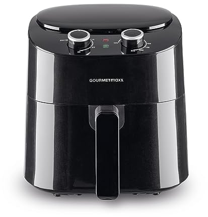 GOURMETmaxx Friggitrice ad aria calda da 4,5 l, con 8 programmi, ideale per cuocere a basso contenuto di grassi, grigliare o cuocere senza olio, con display LCD, funzione timer e Stay-On, 1400 W