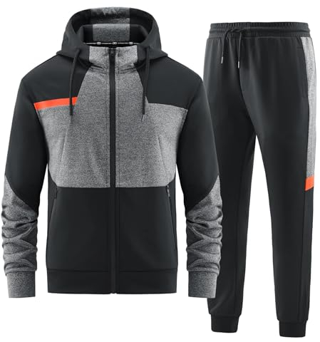 W JIANWANG Herren Jogging Anzug Trainingsanzug Hoodie Sportanzug aus Baumwolle Gym Warm Tracksuit ATM-192-M