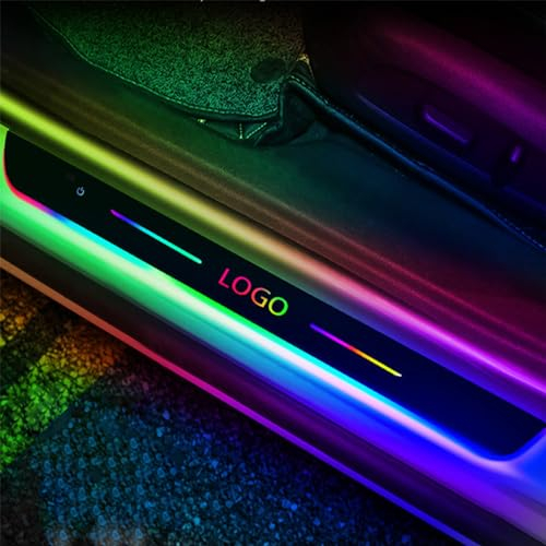 LED Car door sill lights, LED Custom door sill with Logo/Text, Auto-Sensing, Waterproof and non-slip, Magnetic installation, 7-color led car door sill lights, for All Car Models.