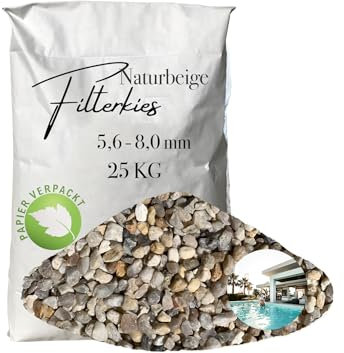 Aquagran 25 kg Filtersand Filterkies 5,6-8,0 mm Quarzsand Beiger Poolsand für Sandfilteranlage papierverpackt