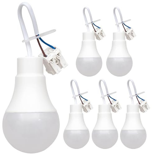 FEILEMAN LED Bauleuchtmittel 11W Renovierlampe - Baufassung mit Leuchtmittel und Steckklemme Super Bright 1055LM Birne Renovierung Sanierung 6 Stück
