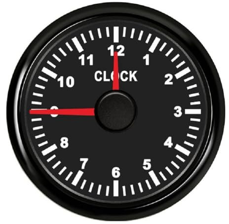 Youdefa 0–12-Stunden-Messgeräte, 2, 52 Mm, Uhranzeigen mit Roter Hintergrundbeleuchtung, Instrumentenanzeige, Uhrmessgeräte für Auto, Boot, Yacht, Wohnmobil, 9–32 V, Einfach zu Bedienen.