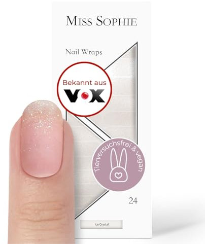 Original Miss Sophie Nagelfolien I 24 ultra-dünne Nagellack-Streifen Ice Crystal I Für Finger- & Fußnägel I Hält auf Natur- sowie lackierten, Acryl-, Gel- & Shellac-Nägeln