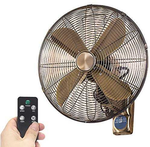 Ventilador De Pared - Vibración Silenciosa Con Control Remoto - Ventilador De 3 Velocidades - Refrigeración Por Ventilador Para Garaje, Dormitorio, Oficina, 60 W, 18,Red Copper-16In(45 X 50 * 30cm)