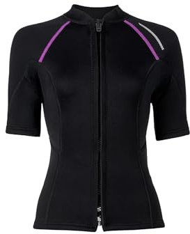 Miutii Chaqueta de neopreno para mujer, 1,5 mm, chaqueta de buceo con cremallera, top de traje de neopreno rashguard para buceo, surf, snorkel, natación, Negro , M