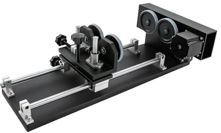 2 Phase Laser Engraver Rotary Attachment Rotating Carving Fixture Axis Motorized Engraving Accessory Cutter Roller Adjustable Speed for Compatible with Co2 Engravers Dual Stepper Motor Cylindrical