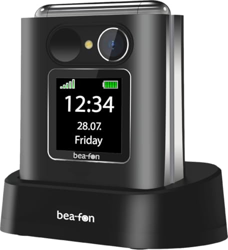 Beafon, silverline, Fold10, Klapphandy, SOS Notruftaste, XL Farbinnendiplay 2,2 (5,58cm), XL Farbaußendisplay 1,44 (3,65cm), Fotokonatakanzeige, Kamera, Tischladeschale, ohne Netzladestecker