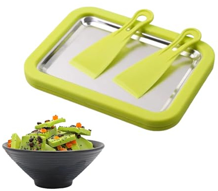 Ice Cream Roller Maker Pan, Portable Instant Ice Cream Roll Pan With 2 Spatulas, Rolled Ices Creams Maker Set For Homemade Kitchen Party Gatherings Yogurt Sorbet Family Kids Adults Picnic Camping