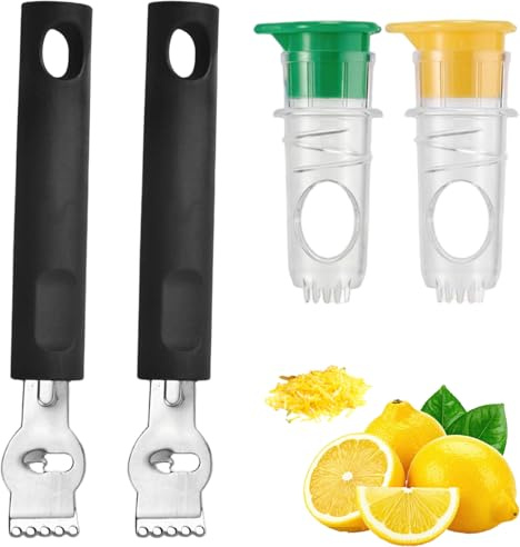 4 Piece Lemon Zester Tool, Peelers Citrus Lemon Zest Tool Stainless Steel Bartender Accessories for Zesting Peeling for The Home Bar(Multifunctional)