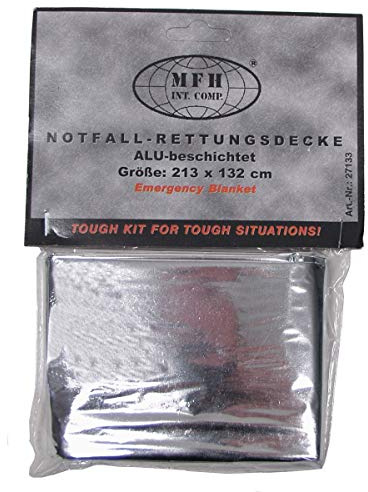 MFH Beschichtete Notfall Rettungsdecke (213 x 132 cm/Alu)