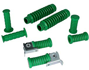 Set: Lenkergriffe + Fußrasten + Faltenbalg in Grün - für Simson S50, S51, S70, S53, S83