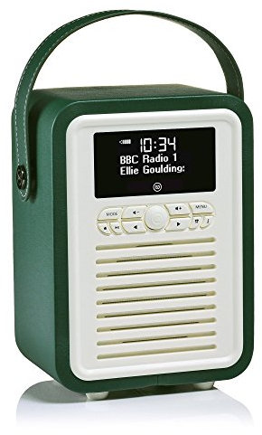 Radio Digital VQ Retro Mini Dab & Dab+ con FM, Bluetooth y Reloj Despertador – Verde Esmeralda