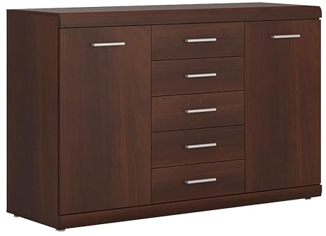 Furniture To Go 2 Door 5 Drawer Sideboard, Dark Mahogany