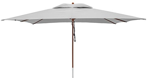 anndora® Sonnenschirm 3 x 4 m eckig Terassenschirm Holz Gestänge - Silber Grau