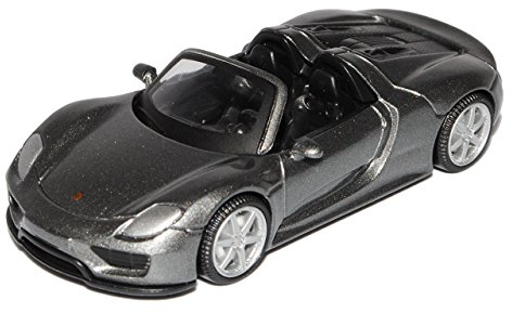 Bburago Porsche 918 Spyder Cabrio Grau 2013-2015 1/64 Modell Auto mit individiuellem Wunschkennzeichen