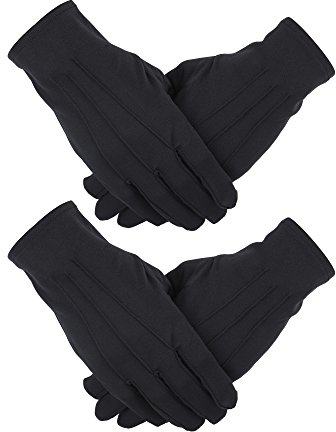2 Paar Nylon Baumwolle Handschuhe für Polizei Formal Tuxedo Ehrenwache Parade Kostüm (Schwarz)