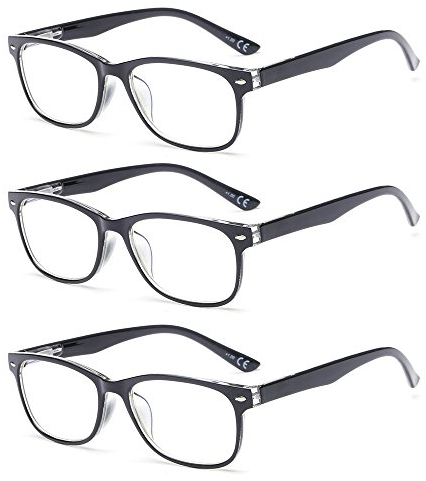 Suertree Blaulichtfilter Lesebrille Damen 3 Pack Anti Blaulicht PC Brille Computerbrille Sehhilfe Augenoptik Lesehilfe Herren BM161 1.5X
