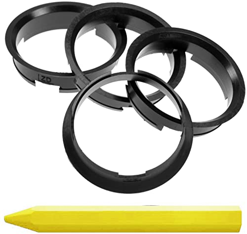 4X Zentrierringe Schwarz 63,4 mm x 60,1 mm + 1x Reifen Kreide Fett Stift