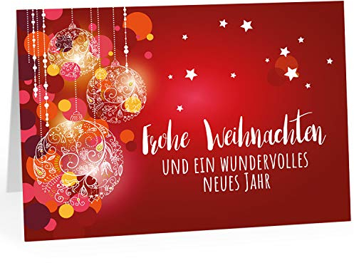 Große XXL Weihnachtskarte DIN A4 mit Umschlag - Frohe Weihnachten grafisch klassisch rot - Übergroße Klappkarte mit nettem Weihnachts Gruß zu Weihnachten