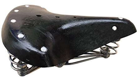 TentHome Vintage Fahrradsattel Fahrrad Sattel Gefedert Classic Federsattel Bequem Ledersattel Nieten Lackleder cityradsattel für Damen Herren,Schwarz