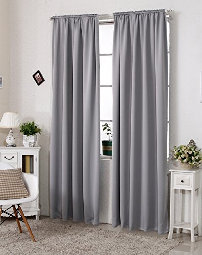 Laneetal 2er Set Gardinen, Verdunklungsvorhänge für Wohnzimmer Kinderzimmer, Blickdicht, Kräusebänder für Schiene, 250 g/m², kälteschutz lichtdicht, 168 x 229 cm, Dunkelgrau