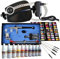 Airbrush Kompressor Set Carry II Schwarz Airbrush Set mit Nail Farben mit Schablonen, Kit mit Airbrush Kompressor, Universal-Airbrush-Pistole Double-Action 134s, Druckluftschlauch, Reinigungsbürsten