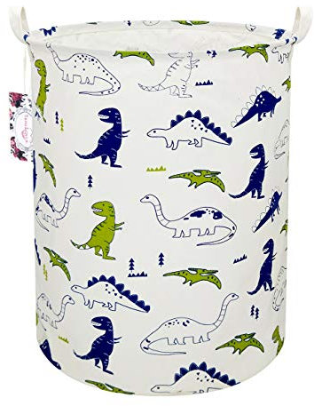 TIBAOLOVER 50 cm großer wasserdichter faltbarer Wäschekorb aus Segeltuch mit Griffen für Aufbewahrungskorb Kinderzimmer HausOrganizer KinderzimmerAufbewahrung Babykorb 19.7 Polychrome Dinosaurier