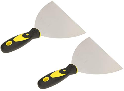KOTARBAU® Set of 2 stainless steel painter's spatulas, 150 mm, plaster spatula, universal spatula, scratch for removal, palette knife with rubber handle