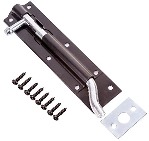 Garden Gate Shed Door Cranked Necked Tower Barrel Bolt Catch Black 4 6 8 (152mm 6 Inch Bolt)
