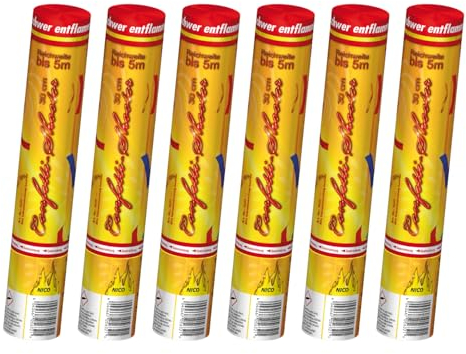 Nico Feuerwerk® [6er Sparpack] Premium-Konfetti-Shooter Set BUNT metallic I Party-Popper-kanonen 30 cm für Geburtstag Verlobung Hochzeit Party Silvester Feier