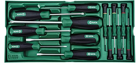 SATA ST09913SJ 13-teiliges Kombinations-Schraubendreher-Tablett-Set, Grün