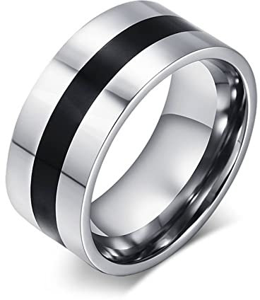 Banemi Herren Ring Initalien, Rings Set Edelstahl Negro Plata Sencillo Hypoallergen Verlobungsringe Freundgeschenk Größe 57 (18.1)