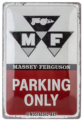 Nostalgic-Art Retro Blechschild, 20 x 30 cm, Massey Ferguson – Parking Only – Geschenk-Idee für Traktor-Fans, Original Lizenzprodukt (OLP), aus Metall, Vintage Design, Blechschilder Sprüche