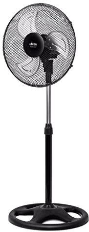 Ufesa SFM1600 Montreal Ventilador de Pie Oscilante, 50W, 3 Velocidades, 40cm Diámetro, 3 Aspas Metálicas, Altura Ajustable