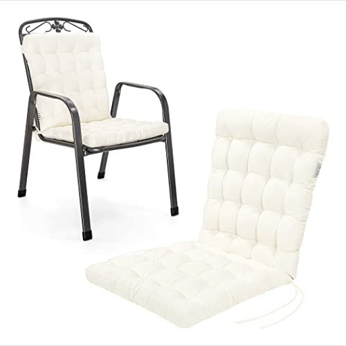 HAVE A SEAT Living Gartenstuhlauflage Niedriglehner 100x48 cm – Orthopädisch & 6 cm Dick – Wetterfest & Waschbar bei 95°C – 1er Set – Cremeweiß | Serie Luxury
