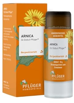 Globuli Pflüger® Arnica D6 - Bergwohlverleih - einzigartiger Dosierspender - homöopathisches Arzneimittel - 10g (D6)