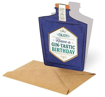 fcp Varzi Stationery Selection Birthday Greeting Card - Geneva Bottle Shape Having a Gin-Tastic Birthday