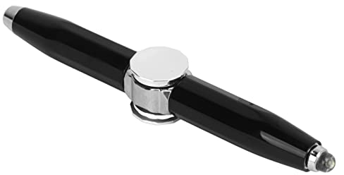 Aatraay Fingers Pitze Gyro Stift, Fingers Pitze Leuchtendes Gyro Kugelschreiber Finger Spinning Schreibstift mit LED-Licht Erwachsene Kinder Dekompression Spielzeug (Schwarz)