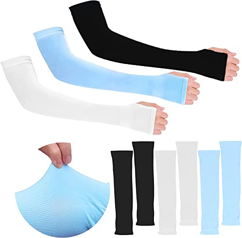 Yingxuanle 3 Pares Manga de Brazo Manga Protectora Solar Transpirable con Pulgar Agujero Manguitos Ciclismo Mangas Protectoras de UV para Correr/Pesca/Deporte al Aire Libre para