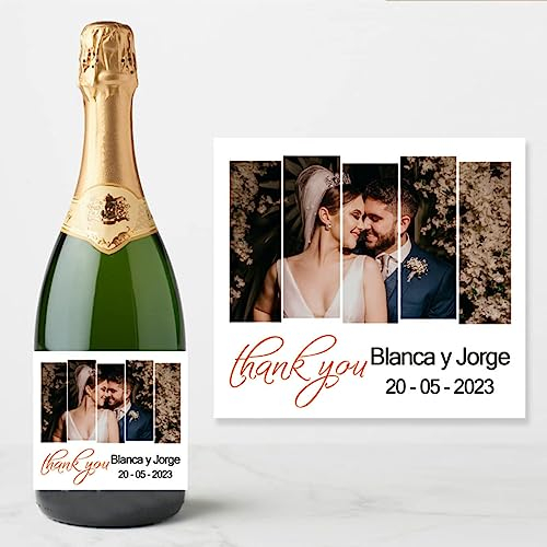 étiquette Personnalisée Bouteille,champagne Bouteille Biere Bouteille étiquette Autocollantes,photo Et Texte Anniversaire Douche Mariage Annonce Grossesse Cadeau étiquette (10x8.9CM,16pièces)
